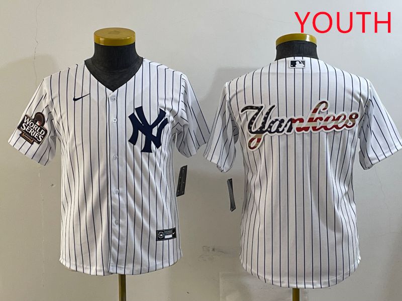 Youth New York Yankees Blank White Stripe Game 2025 Nike MLB Jersey style 26->youth mlb jersey->Youth Jersey